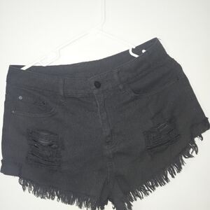 SHEIN Black Distressed Jean Shorts
